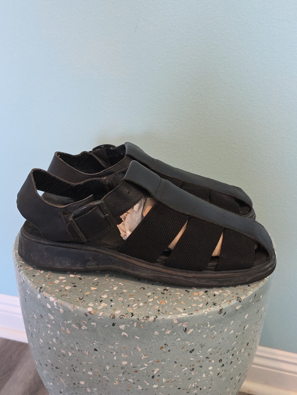 Men's Nunn Bush Black Leather Slingback Sandal